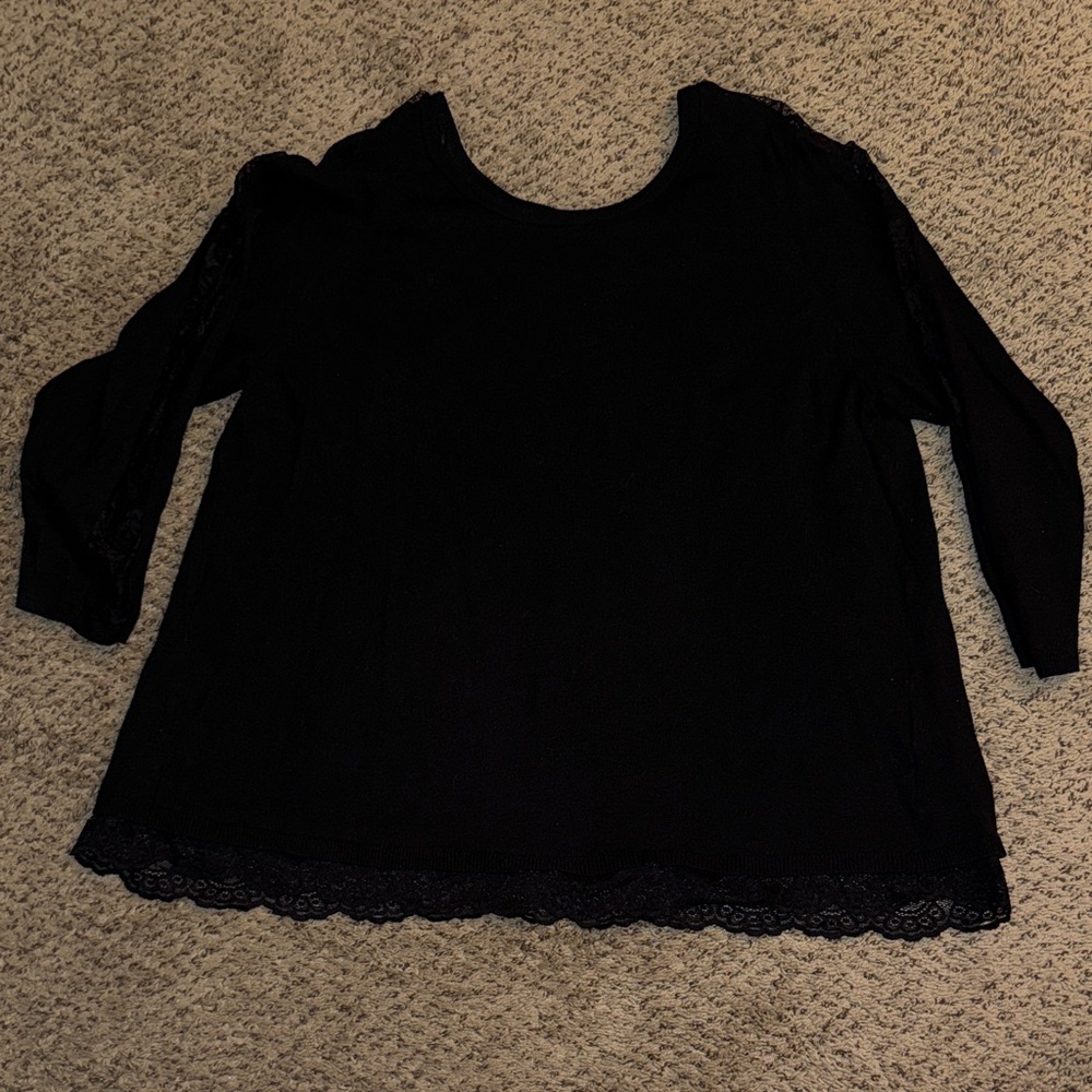 Torrid Elegant Black Blouse with Lace Details